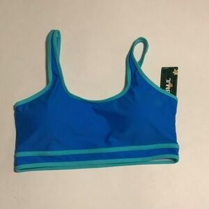 Vibrant Blue and Teal Sports Bra Bikini Top
